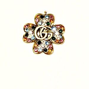 Gucci Flower Pendant – Gold Tone Multicolor Crystal Charm